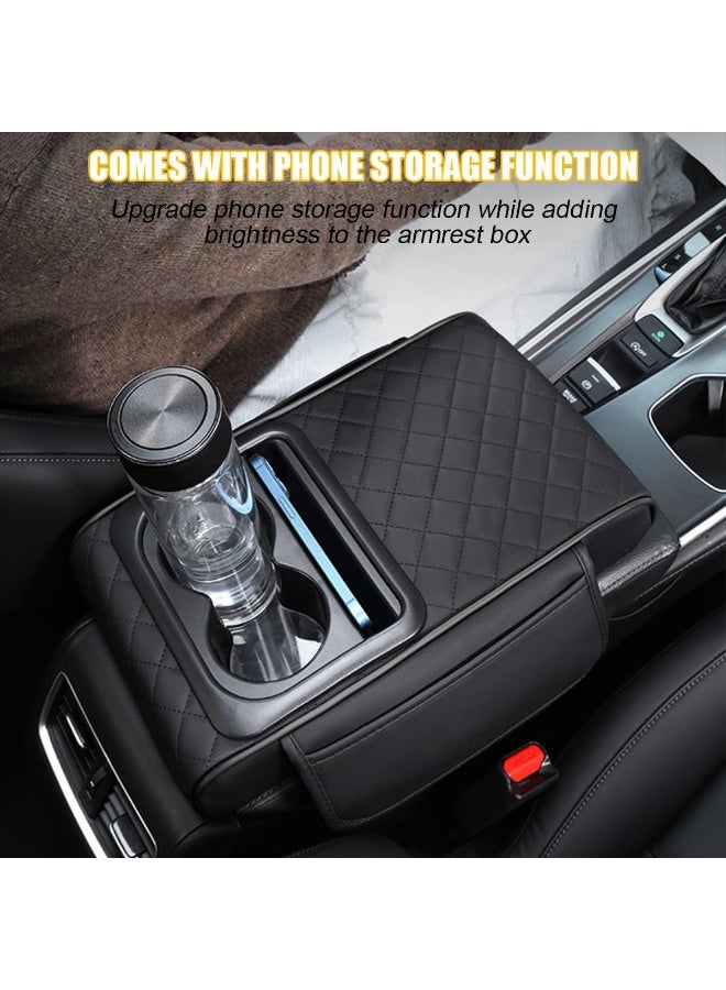 Car Center Console Armrest Pillow, Leather Memory Foam Auto Arm Rest Box Cover with Storage Bag, Waterproof Automotive Interior Elbow Protector Accessories, Universal Fit - Image 4