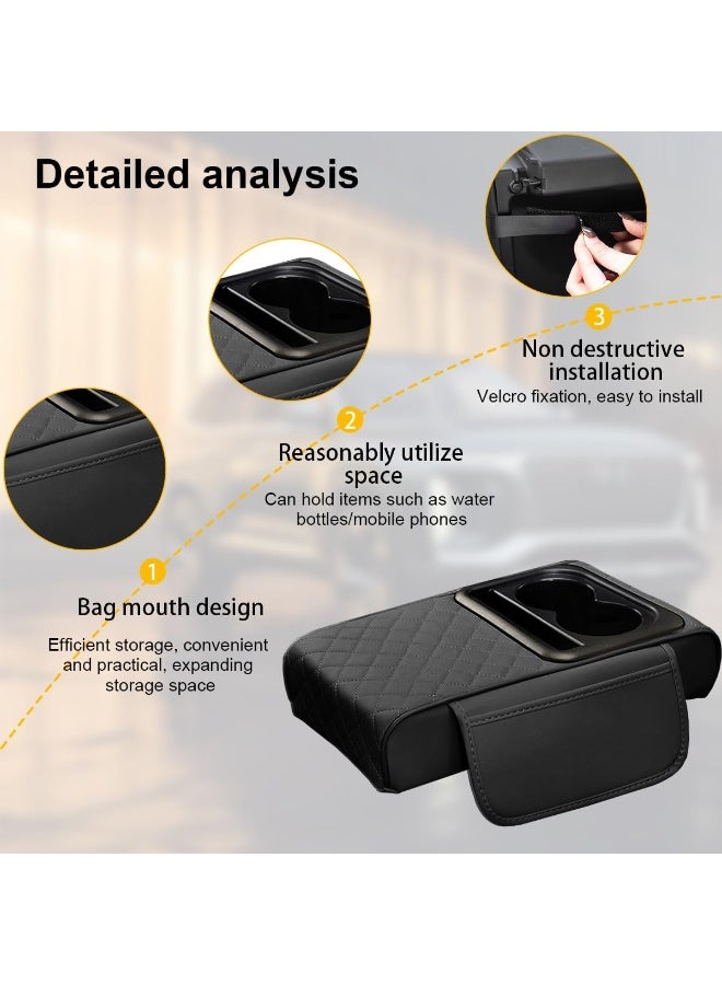 Car Center Console Armrest Pillow, Leather Memory Foam Auto Arm Rest Box Cover with Storage Bag, Waterproof Automotive Interior Elbow Protector Accessories, Universal Fit - Image 3