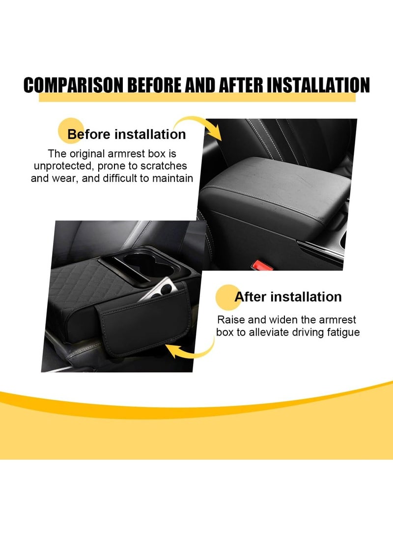 Car Center Console Armrest Pillow, Leather Memory Foam Auto Arm Rest Box Cover with Storage Bag, Waterproof Automotive Interior Elbow Protector Accessories, Universal Fit - Image 5