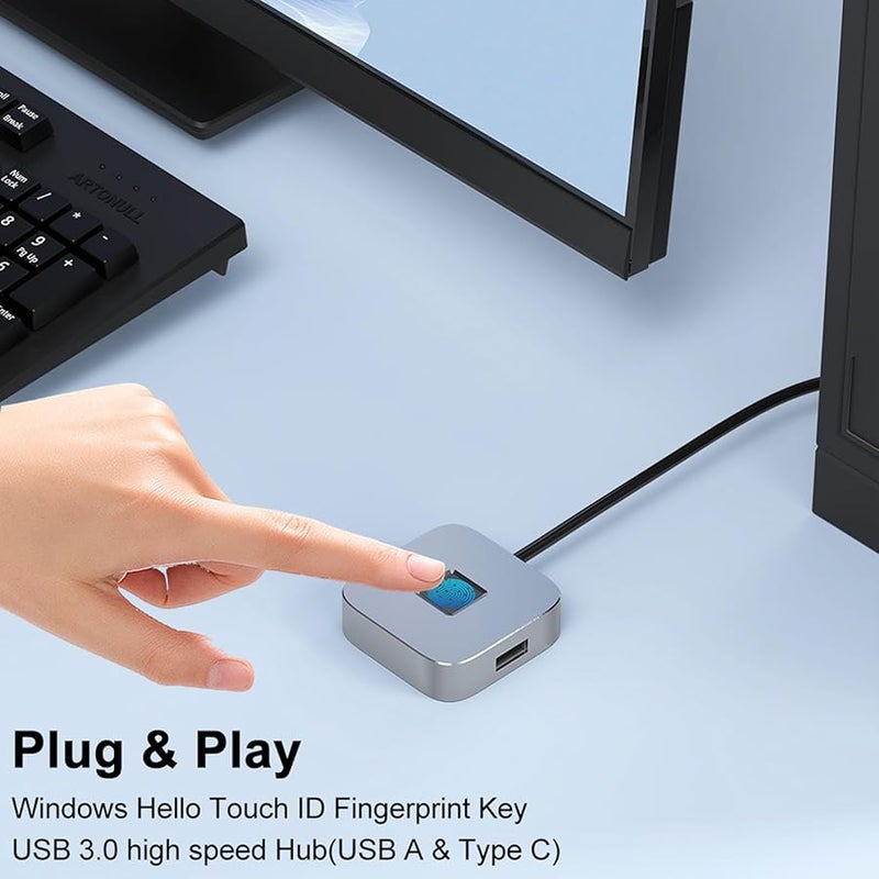 قارئ بصمة الإصبع الفضي USB لنظامي التشغيل Windows 10 و11 مع خوارزمية مطابقة سريعة وتعلم ذاتي لتسجيل الدخول بكلمة مرور - Image 4