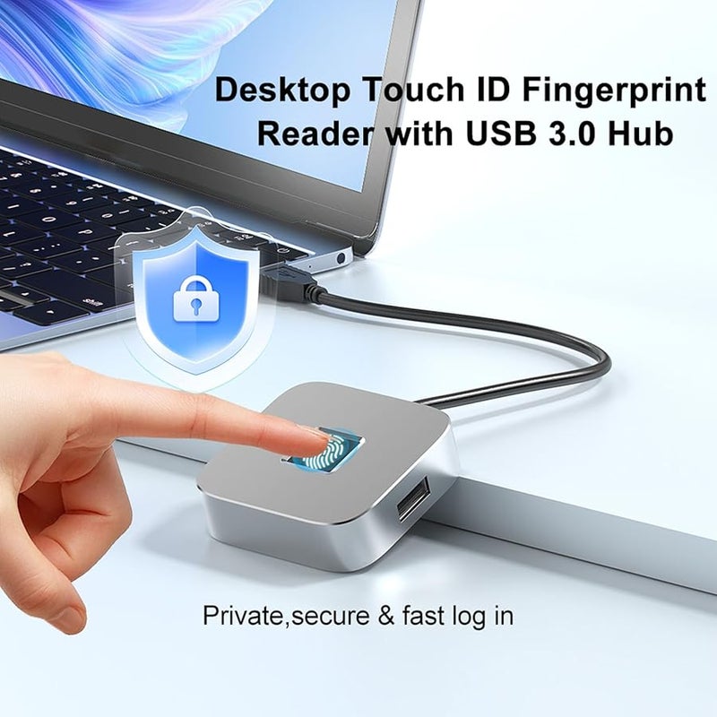 قارئ بصمة الإصبع الفضي USB لنظامي التشغيل Windows 10 و11 مع خوارزمية مطابقة سريعة وتعلم ذاتي لتسجيل الدخول بكلمة مرور - Image 3