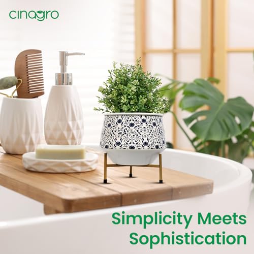CINAGRO Metal Flower Vase Planter Pot with Iron Stand, Pots for Plants, Plant Pots for Home Decoration, Succulent Pot, Indoor Planter Garden Decor Style: Botanic Bliss - Image 3