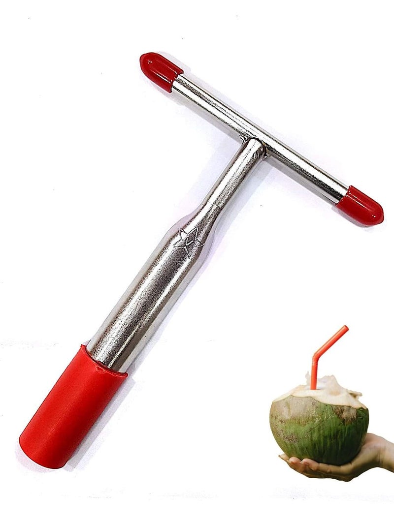 Ramkuwar with device of R Ramkuwar Stainless Steel Coconut Opener Fast & Safe Tool for Fresh Thai Young White Easy Coconut Water Access (1 Piece) - Image 1