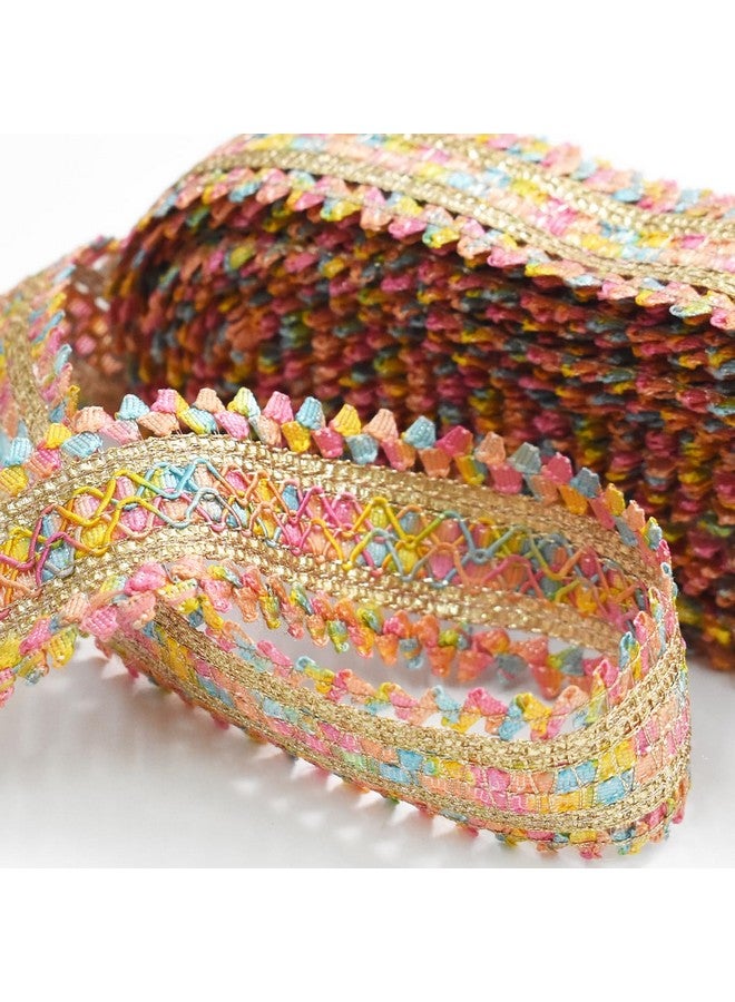 EmbroideryMaterial Trim Laces & Borders Material, Zari on Net Design Border Lace for Saree Border, Kurta, Dupatta, Blouse, Gown, Lehenga & Neckline (9 Meters, 4 CM Wide) (Multicolor (9mtr)) - Image 4