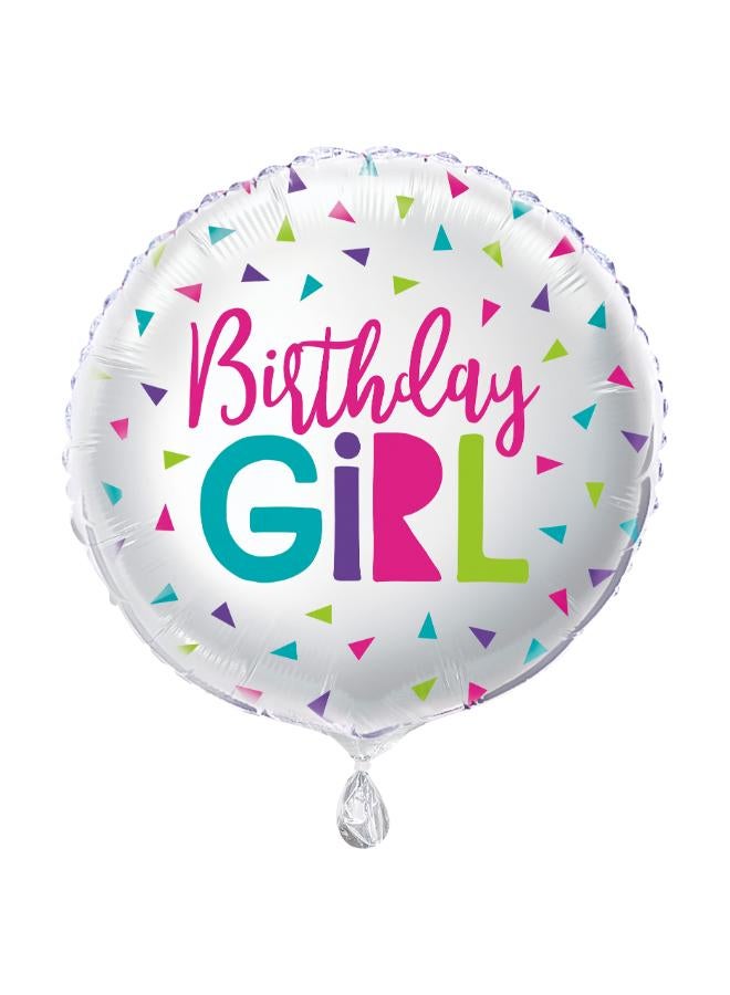 Unique Confetti Round Birthday Girl Foil Balloon 18" - Image 1