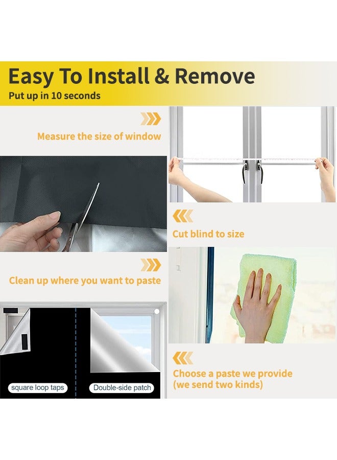 Portable Blackout Curtains With Self Adhesive Tape, Thermal Insulated Curtainfor Bedroom Living Room Bathroom and Attic Blackout Curtains, Width 145 cm Length 200 cm(DIY Cutting) - Image 4