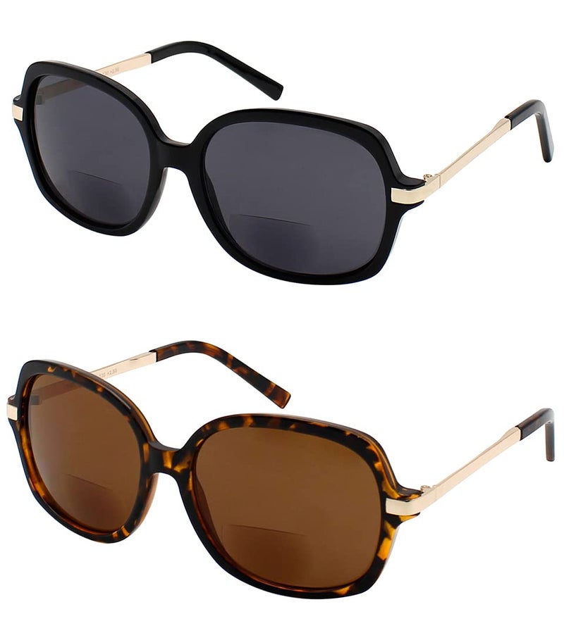 Yogo Vision Bifocal Reading Sunglasses for Women UV400 Sun Protection Outdoor Stylish Square Frame Reader Eyewear 200