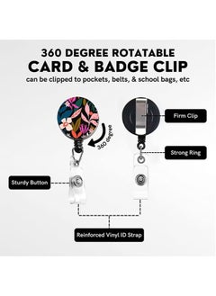 KIIUMI ID Badge Holder with Lanyard, Retractable Badge Holders Reels with Lanyards Adjustable, for Women Kids Teacher Nurses Doctor Student (Pink Flower)  - Image 4