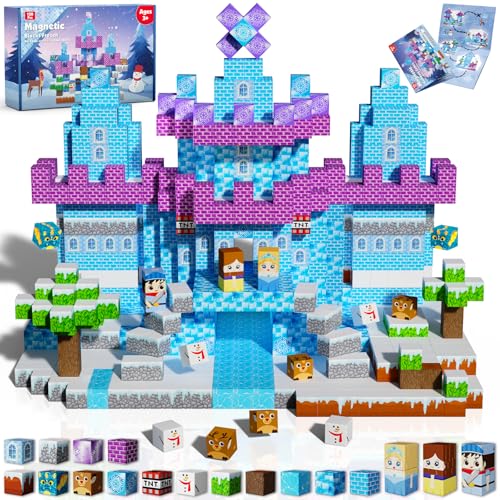 GraceDuck Magnetic Blocks 150PCS Magnetic Blocks Build Ice Castle Magnetics Toys for Montessori Toddler Easter Christmas Birthday Gifts STEM Sensory Toys for 3 4 5 6 7 8 9 10 Year Old Girls - Image 1