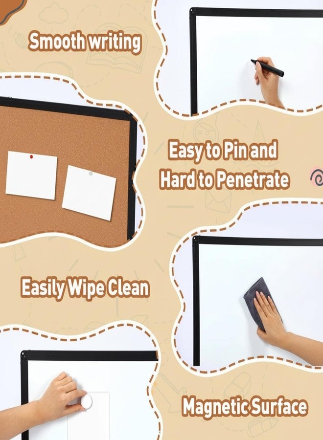 Maitys 48x36 Inch Magnetic Whiteboard and Cork Bulletin Board Combo, Foldable Wall Mounted Half Dry Erase and Cork Combination Board with Black Frame for Office, Classroom, Conference Room - Image 4