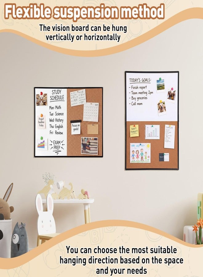 Maitys 48x36 Inch Magnetic Whiteboard and Cork Bulletin Board Combo, Foldable Wall Mounted Half Dry Erase and Cork Combination Board with Black Frame for Office, Classroom, Conference Room - Image 5