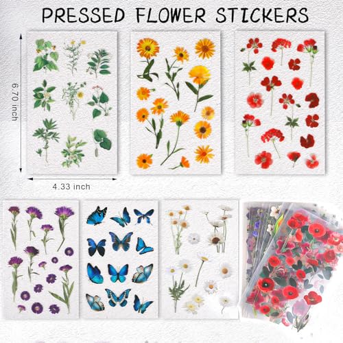 Arme Flower Stickers for Scrapbooking(590 Pieces, 48 Sheets),Decorative Floral Stickers, Small Flower Stickers for Adults, Pressed Flower Stickers Pack, Colorful Wildflower Stickers for Scrapbooking - Image 2