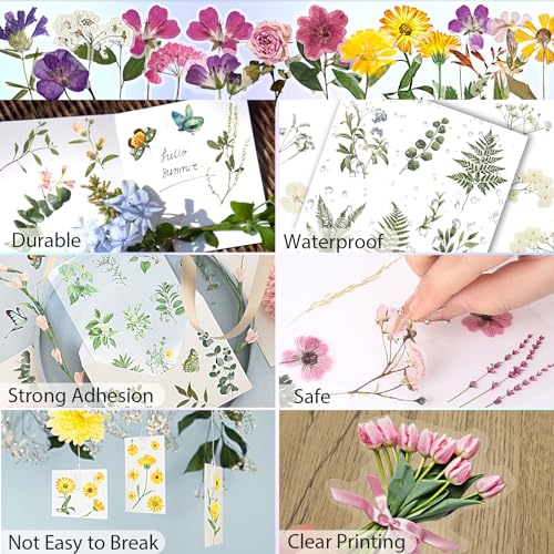 Arme Flower Stickers for Scrapbooking(590 Pieces, 48 Sheets),Decorative Floral Stickers, Small Flower Stickers for Adults, Pressed Flower Stickers Pack, Colorful Wildflower Stickers for Scrapbooking - Image 4