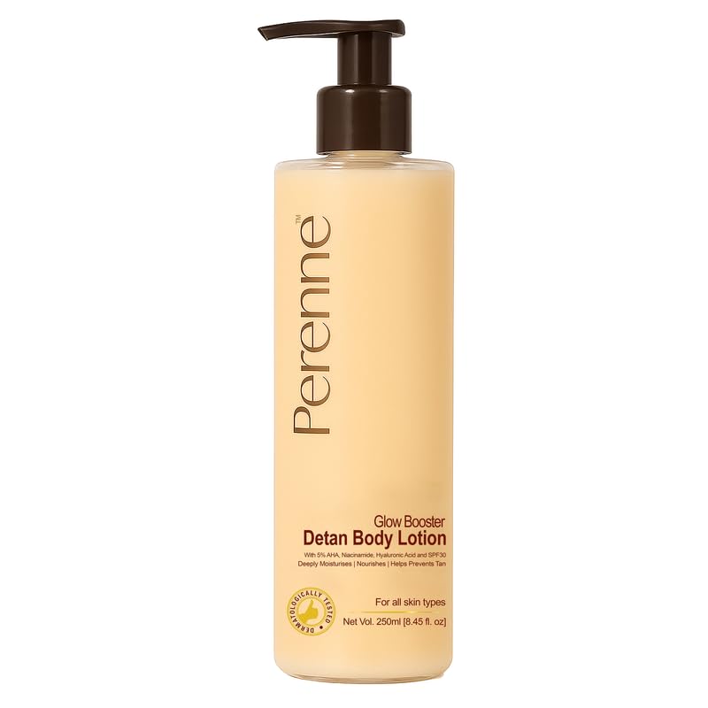 Perenne Sulphate free Glow Booster Detan Body Lotion with 5% AHA, Niacinamide, Hyaluronic Acid and SPF30 (250 ml) - Image 1
