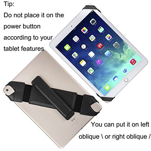 joylink Universal Tablet Hand Holder Strap, 360 Degrees Swivel Leather Handheld Grip with Elastic Belt, Secure & Portable for 10.1" Tablets (Samsung Asus iPad etc), Black - Image 4