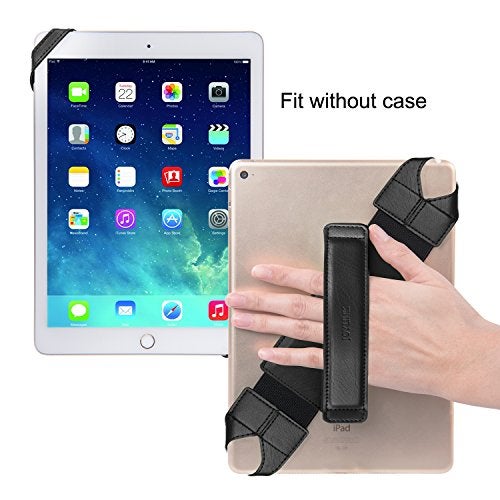 joylink Universal Tablet Hand Holder Strap, 360 Degrees Swivel Leather Handheld Grip with Elastic Belt, Secure & Portable for 10.1" Tablets (Samsung Asus iPad etc), Black - Image 2