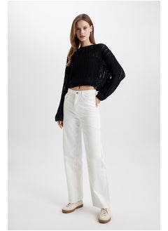 DeFacto Woman Cropped Fit Boat Neck Long Sleeve Tricot Pullover  - Image 3