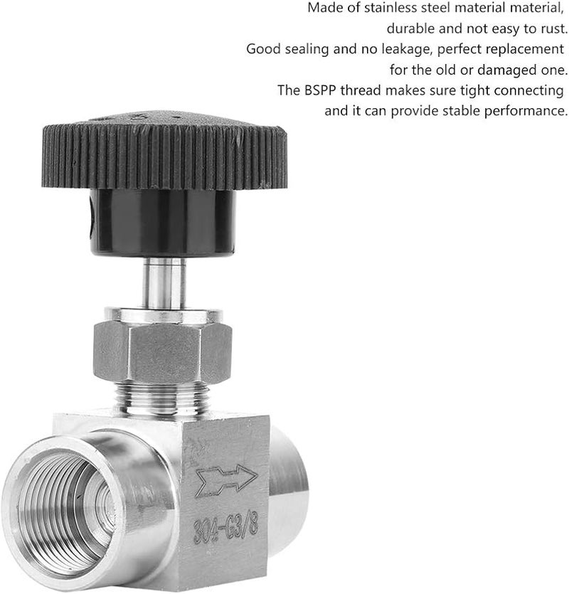 صمام إبرة مستقيم من الفولاذ المقاوم للصدأ مع خيط أنثى BSPP نوع 3 1 4 بوصة مقاوم للتسرب - Image 5