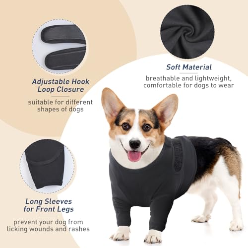 IDOMIK Dog Recovery Suit for Front Legs Adjustable Dog Leg Sleeves to Stop Licking Dogs Elbow Braces Protector for Leg Injuries Shoulder Wound Cone Collar AlternativesBlackS - Image 3