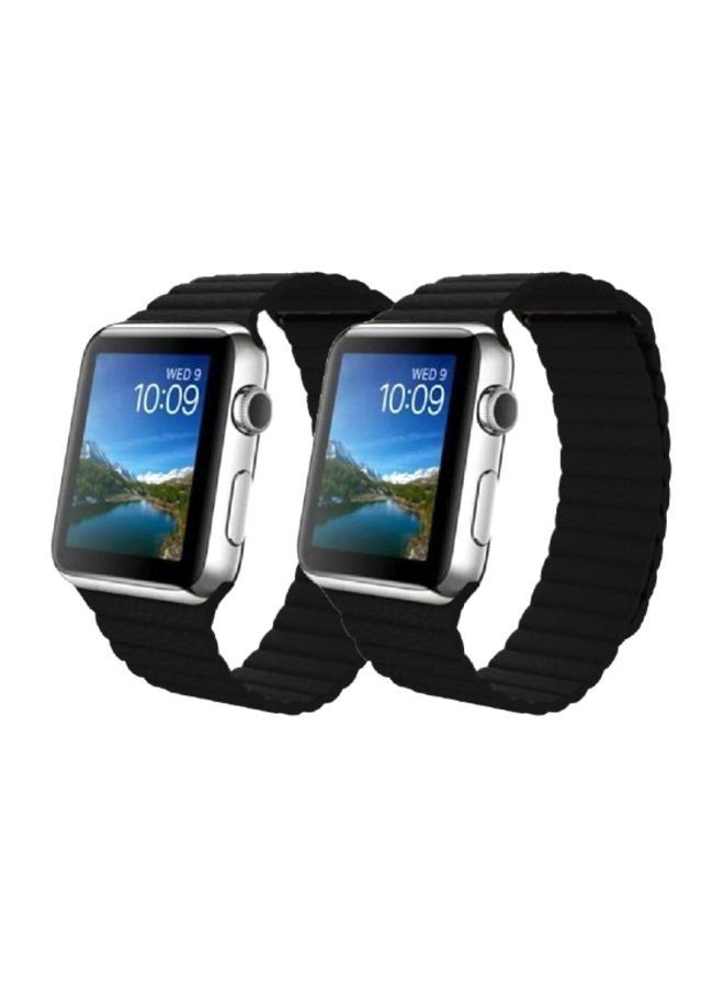 vesus 2-Piece Replacement Band For Apple Watch 42/44mm Black