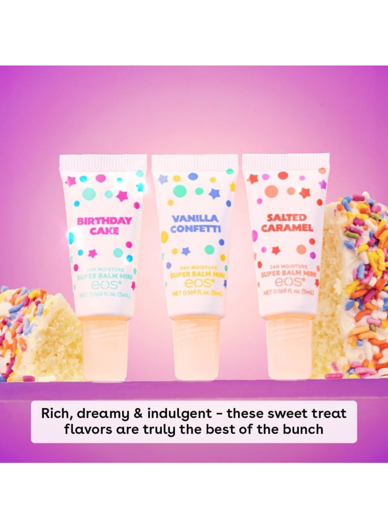 EOS 24H Moisture Super Balm Minis Limited Edition Lip Mask 0.169 fl oz 3-Pack  Birthday Cake Salted - Image 2