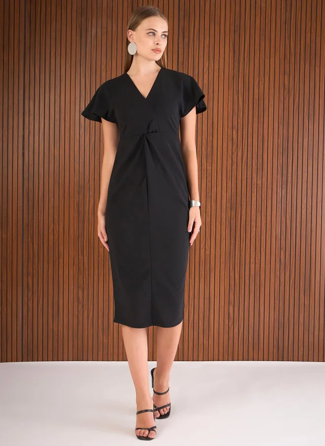 ساسافراس Black Sheath Midi Dress for Women