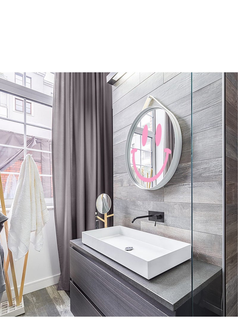 SYOSI 11.8 Inches Acrylic Smiley Face Mirror, Wall-Mounted Smile Face Mirror, Round Room Decor Mirror, Suitable for Living Room Bedroom Dressing Table Bathroom Decor (Pink) - Image 3