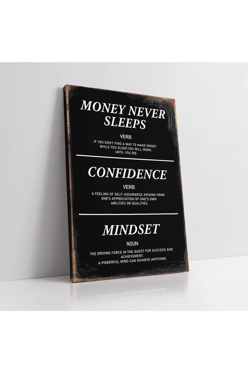 KAWAHONE Money Never Sleeps Wall Art - Confidence, Mindset Positive Affirmations Wall Decor for Home Office - Image 1
