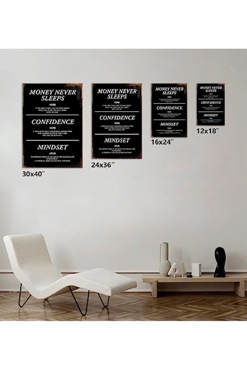 KAWAHONE Money Never Sleeps Wall Art - Confidence, Mindset Positive Affirmations Wall Decor for Home Office - Image 5