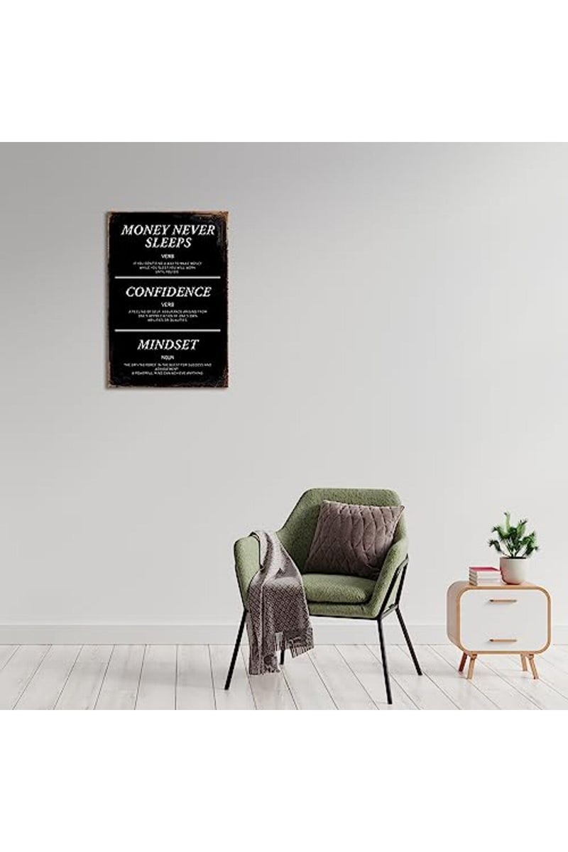 KAWAHONE Money Never Sleeps Wall Art - Confidence, Mindset Positive Affirmations Wall Decor for Home Office - Image 4