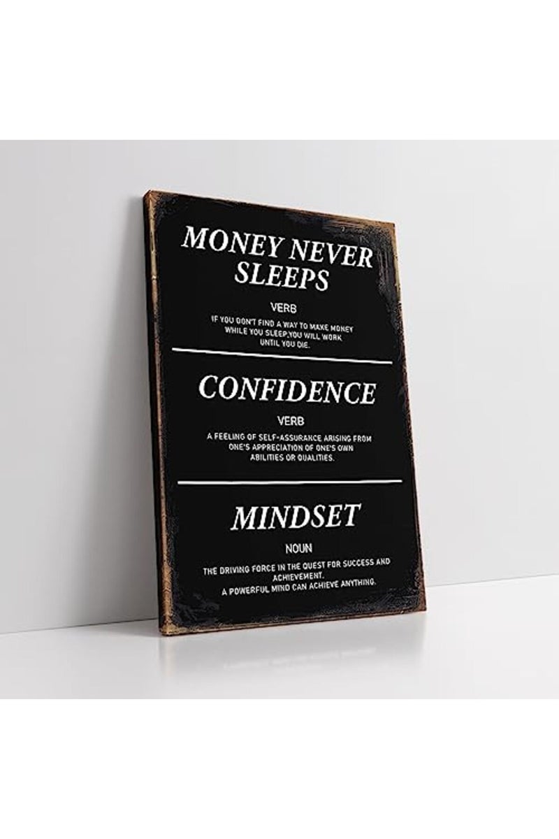 KAWAHONE Money Never Sleeps Wall Art - Confidence, Mindset Positive Affirmations Wall Decor for Home Office - Image 2