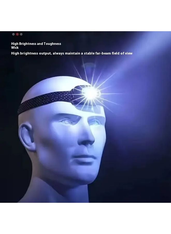 Orange Mini Sensor Headlamp USB Rechargeable COB LED Flashlight For Night Fishing Camping - Image 3