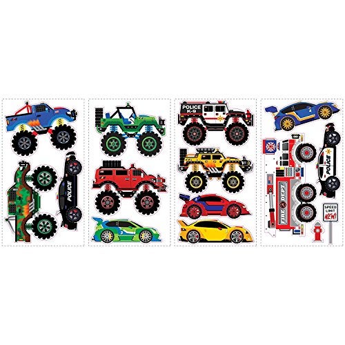 Roommates Spd0004Scs Trucks Peel And Stick Wall Decals - 1-Pack - Image 1