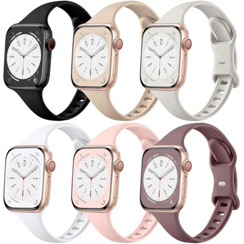 Lerobo Slim Band Compatible with Apple Watch Series 9 Band 42mm 44mm 45mm 40mm 38mm 41mm 46mm 49mm Women Men,Soft Narrow Thin Silicone Sport Replacement for iWatch Bands Ultra SE 10 8 7 6 5 4 3 2 1 - Image 1