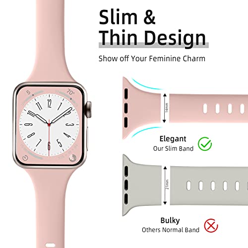Lerobo Slim Band Compatible with Apple Watch Series 9 Band 42mm 44mm 45mm 40mm 38mm 41mm 46mm 49mm Women Men,Soft Narrow Thin Silicone Sport Replacement for iWatch Bands Ultra SE 10 8 7 6 5 4 3 2 1 - Image 2