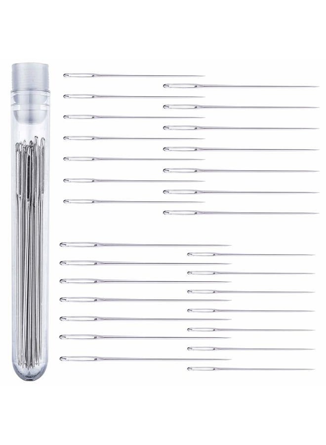 ZP Crafts Big Eye Embroidery Needles for Hand Sewing - Four Sizes Set of 28 Large Eye Sewing Needles in Storage Tube - Image 1