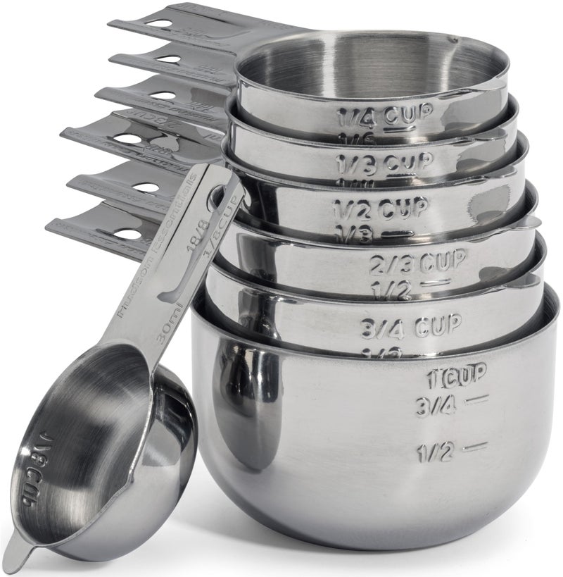 Hudson Essentials Stainless Steel Measuring Cups and Spoons Set - Stackable Set with Spout (11 Piece Set) - Image 1