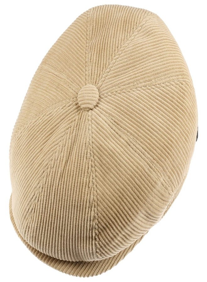Lipodo 8 Panel Cordial Flat Cap Men Beige 7 1/4-7 3/8 - Image 2