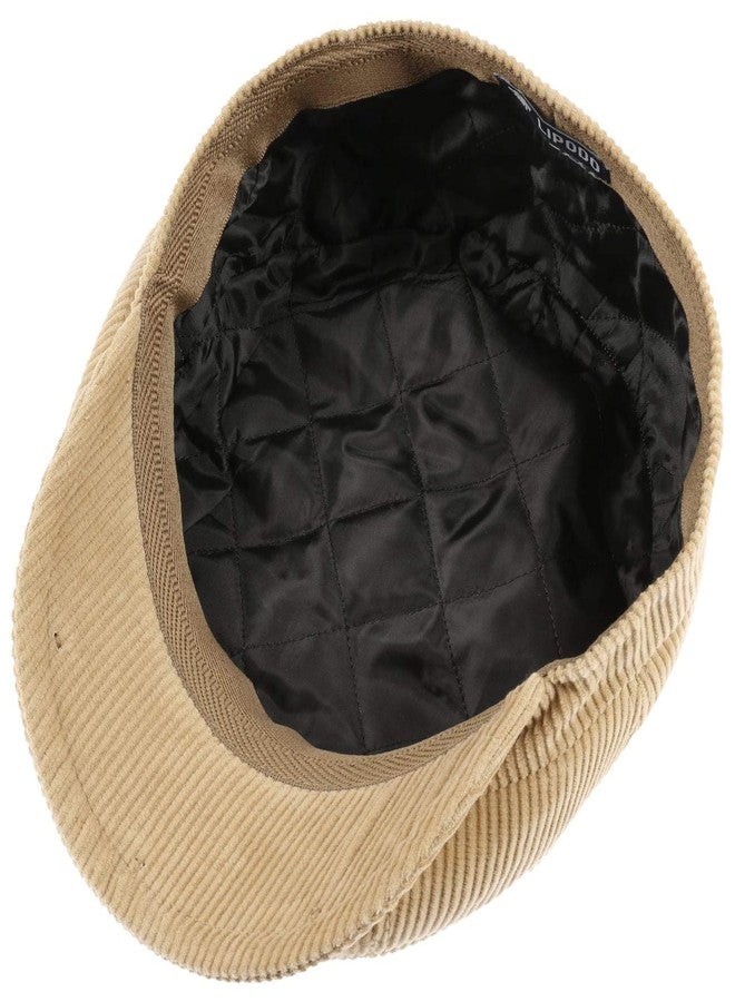 Lipodo 8 Panel Cordial Flat Cap Men Beige 7 1/4-7 3/8 - Image 3