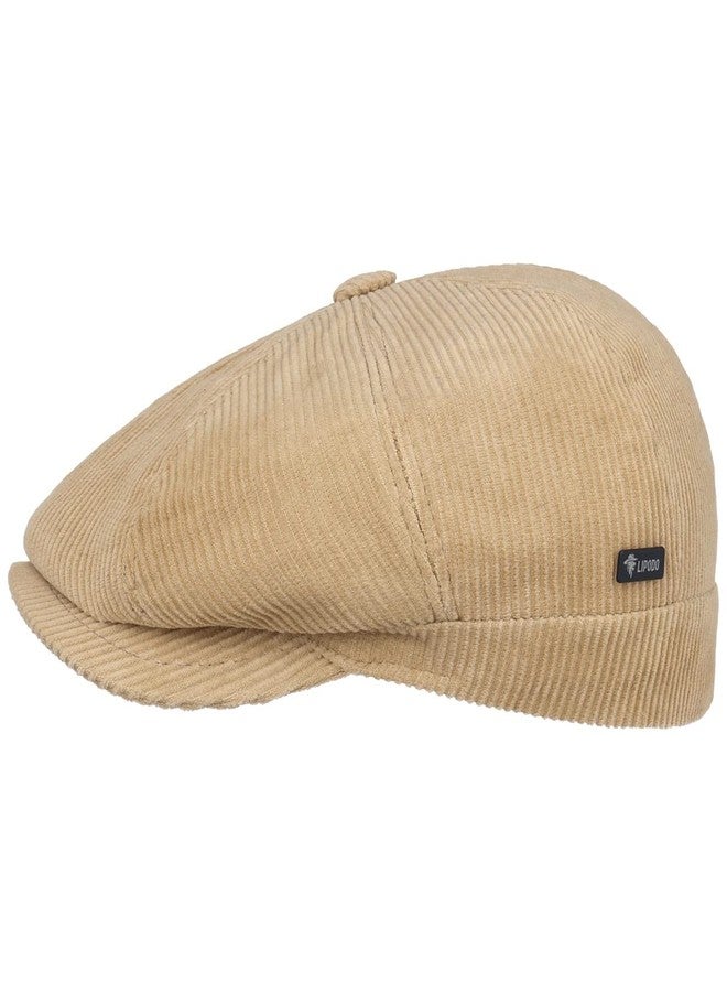 Lipodo 8 Panel Cordial Flat Cap Men Beige 7 1/4-7 3/8 - Image 1