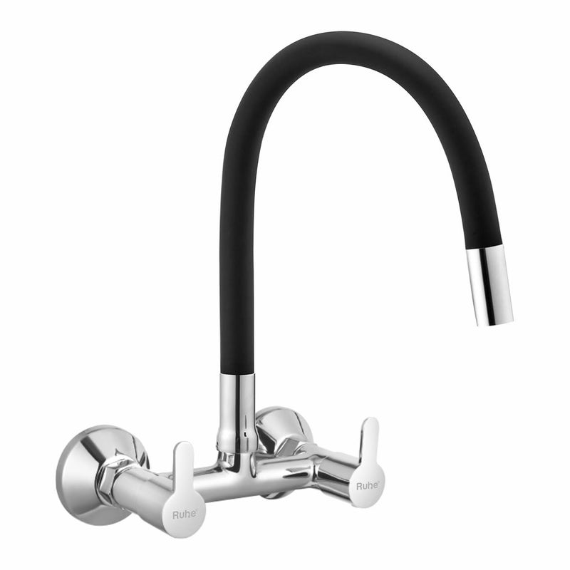 Ruhe® Pavo Sink Mixer Flexible Spout Faucet/Tap | (Foam Flow Function) 20Inch Double Lever Sink Mixer Flexible Silicon Black Spout Faucet/Tap | Wall Mount | Chrome Finish for Kitchen Sinks & Bathrooms - Image 4