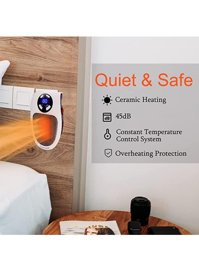 سخان حائطي، سخان كهربائي محمول بقوة 350 وات مع منظم حرارة قابل للبرمجة وقابل للتعديل، وحماية من الحرارة الزائدة، وشاشة LED، وسخان محمول للاستخدام الداخلي في المنزل والمكتب - Image 3