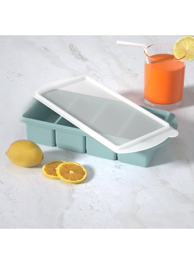 Silicone Freezer Tray for Soups & Portioned Meals - 4-Compartment Molds with Lids for Meal Prep - 125ml Portions - Grey Blue & Mint Green- 2-Pack - Image 5