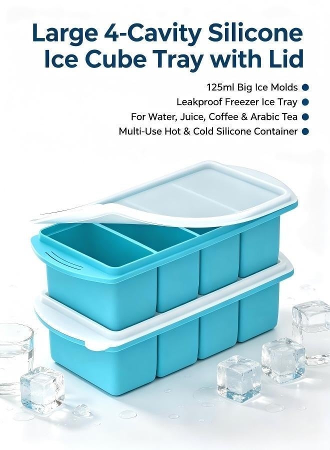Silicone Freezer Tray for Soups & Portioned Meals - 4-Compartment Molds with Lids for Meal Prep - 125ml Portions - Grey Blue & Mint Green- 2-Pack - Image 3