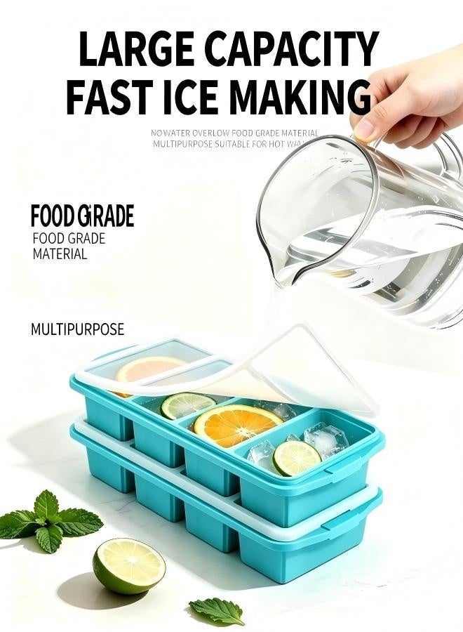 Silicone Freezer Tray for Soups & Portioned Meals - 4-Compartment Molds with Lids for Meal Prep - 125ml Portions - Grey Blue & Mint Green- 2-Pack - Image 4