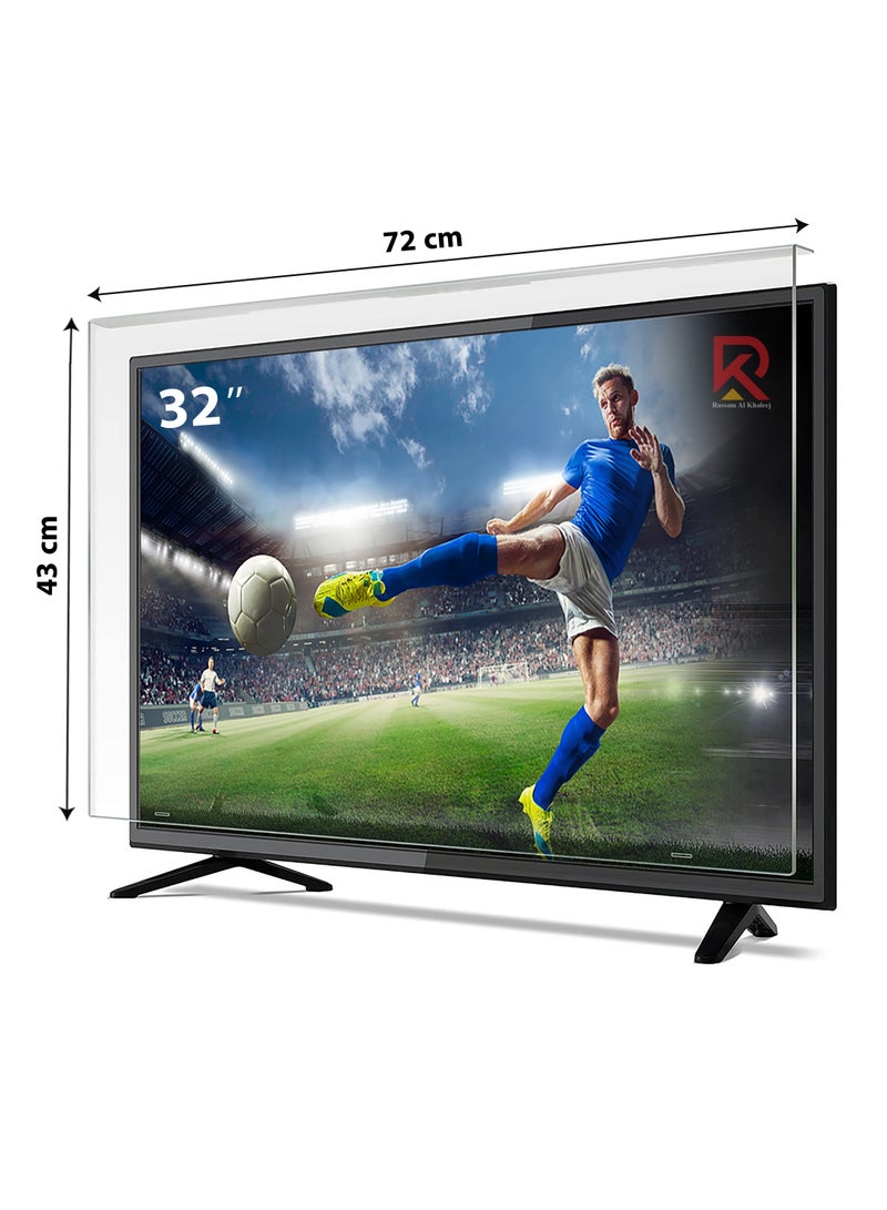 32-Inch TV Screen Protector – Shatterproof, Anti-Blue Ray, Eye Protection, Removable, Waterproof Clear Shield for LED/LCD/4K TVs (72 × 43 cm) - Image 1