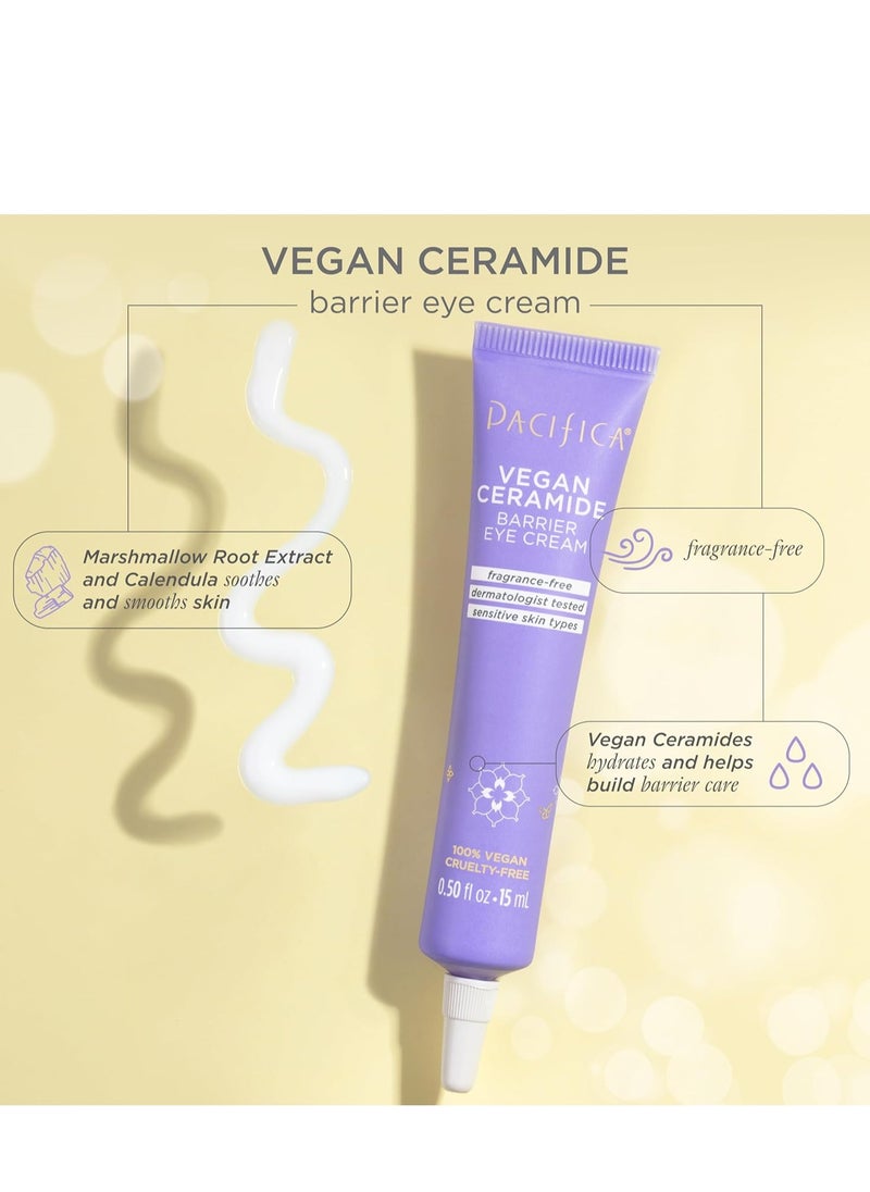 Pacifica Pacifica Vegan Ceramide Barrier Eye Cream – Hydrating Under Eye Moisturizer for Dry, Sensitive Skin, Fragrance-Free Treatment for Dark Circles, Puffiness & Fine Lines Dermatologist Tested Clean Beauty  - Image 2