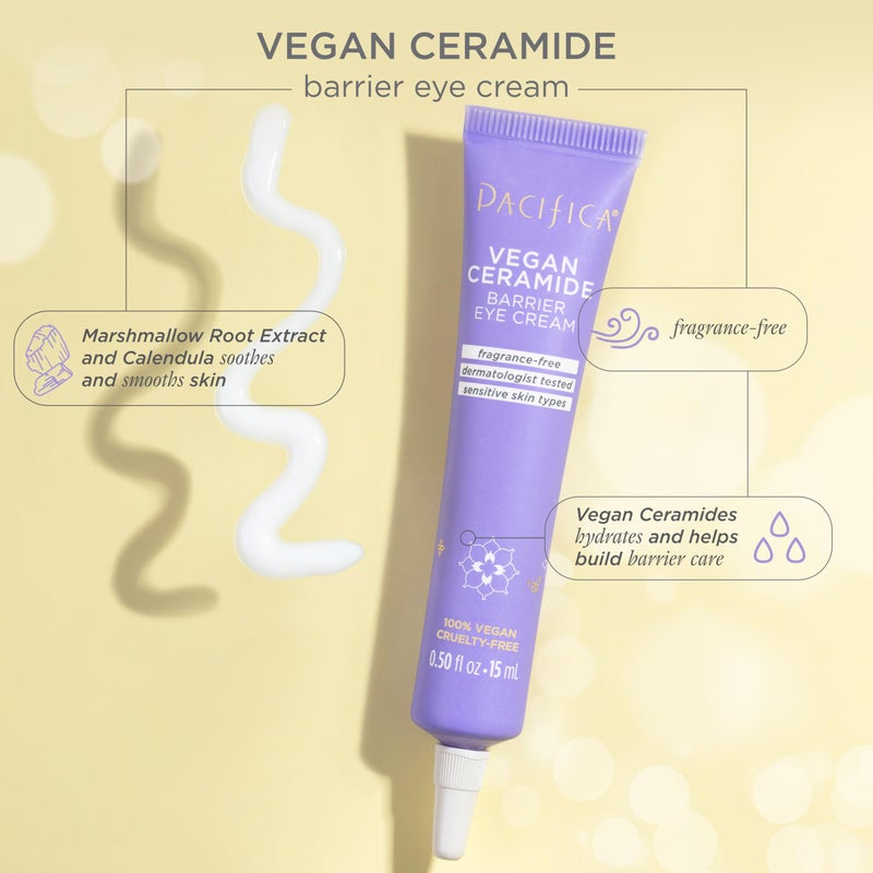 Pacifica Vegan Ceramide Barrier Eye Cream â€“ Hydrating Under Eye Moisturizer for Dry, Sensitive Skin, Fragrance-Free Treatment for Dark Circles, Puffiness & Fine Lines Dermatologist Tested Clean Beauty - Image 5