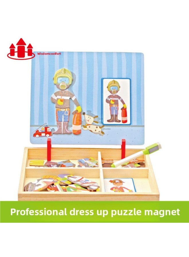 Children's Early Education Educational Puzzle Magnetic Puzzle Magnetic Paste Dress 3-6 Years Old Kindergarten Toy Spelling Music Customization-Color:Professional Dress-up Puzzle Tile  - Image 1