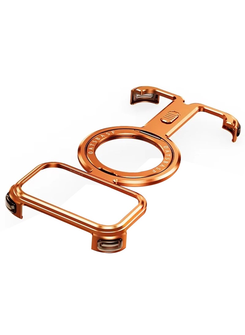 360° Rotating Magnetic Kickstand Holder for iPhone 17 Pro Max – Slim Metal Frame, Shockproof Protection - Cosmic Orange - Image 2